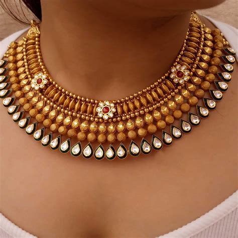 anaka  antique gold necklace giriraj jewellers antique gold