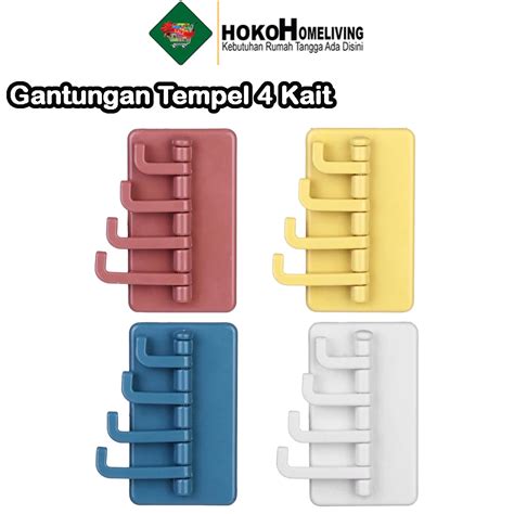 Jual HOKO GANTUNGAN TEMPEL DINDING 4 KAIT CANTOLAN TEMPEL DINDING 4