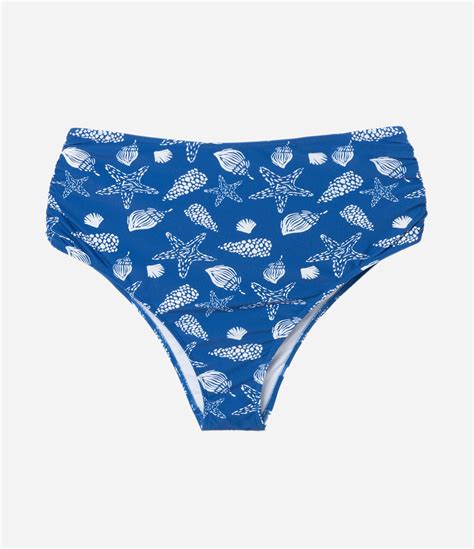 Biqu Ni Calcinha Hot Pants Estampa Conchas Curve Plus Size Azul