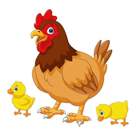 cartoon hen   baby chicks  vector art  vecteezy