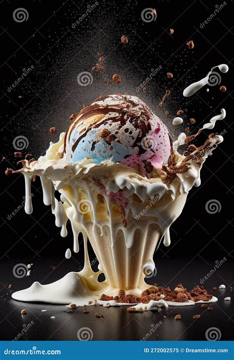 Haute Cuisine Exploding Ice Cream Ai Generative Stock Illustration