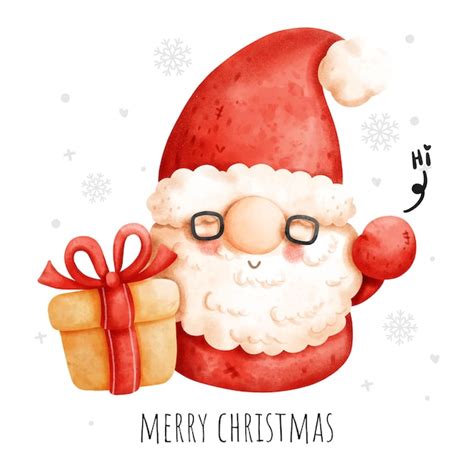 Premium Vector Christmas Gnome Watercolor Greeting Card