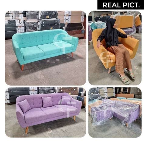 Promo Sofa Retro Scandinavian Dudukan Seater Pink Monza Series