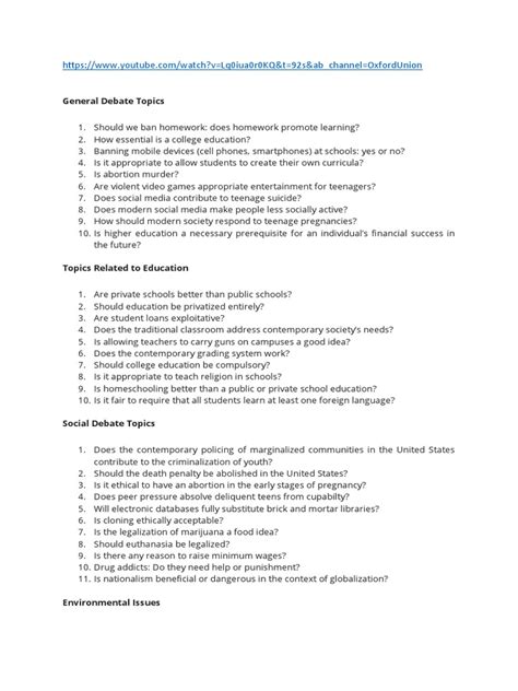 Debate Topics High School | PDF