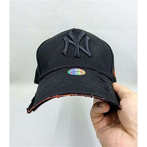 Topi New Era Mlb Yankees Ny New York Ripped Sobek Hitam Original Import