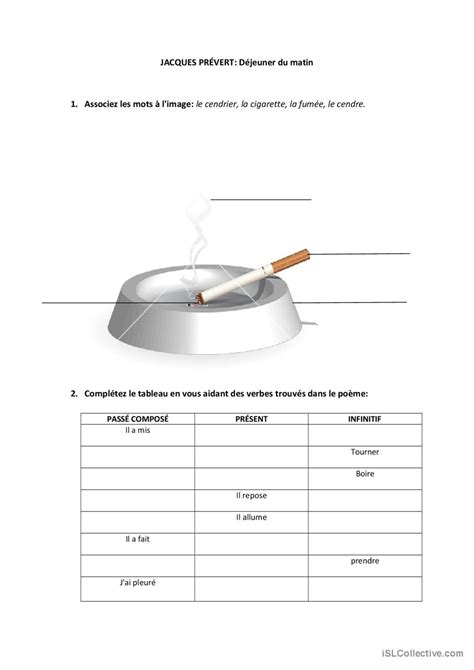 D Jeuner Du Matin Fran Ais Fle Fiches Pedagogiques Pdf Doc