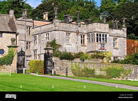 Front view of Tissington Hall, Tissington, Derbyshire, England, UK ...