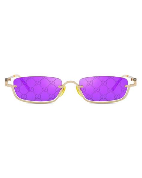 Gucci Gg Logo Rectangle Frame Sunglasses In Purple Lyst