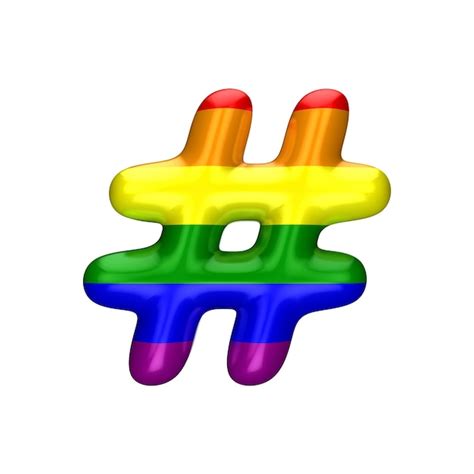 Premium Photo Hashtag Gay Pride Rainbow Flag Symbol Lgbt Font D Rendering