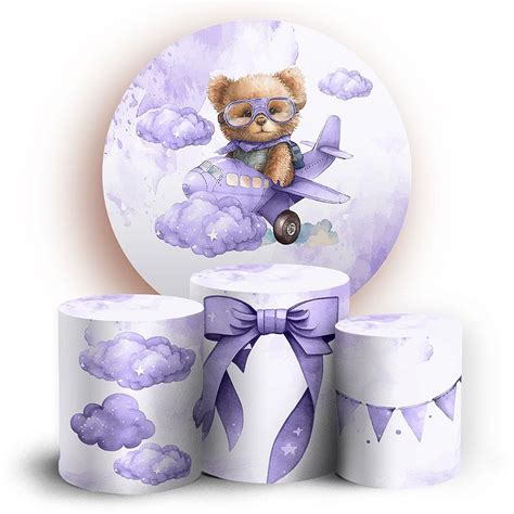 Kit Redondo E Trio Ursinha Lilas Sublimado D Sublistamps Sublima O