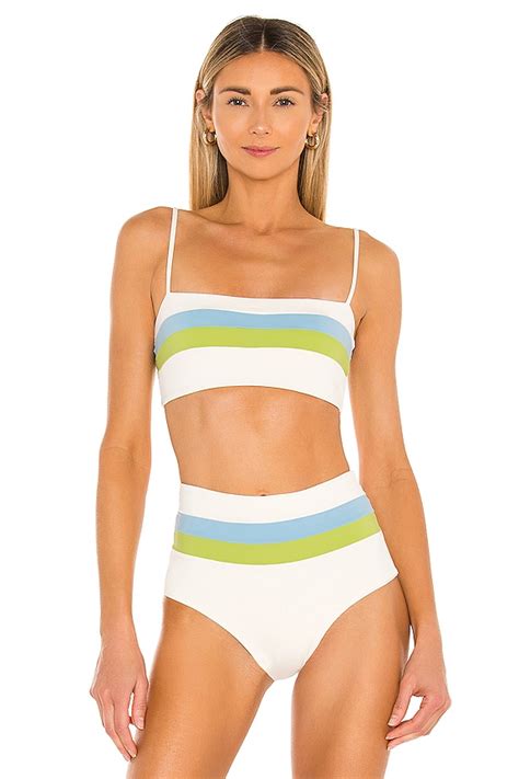 Lspace Rebel Stripe Bikini Top In Cream Sky Blue Kiwi Revolve