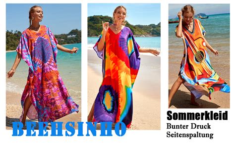 Beehsinho Strandkleid Damen Kaftan Bikini Cover Up Maxikleider Sommer Lange Strandponcho Boho