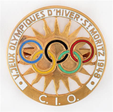 St. Moritz 1948 Winter Olympics International Olympic Committee Badge
