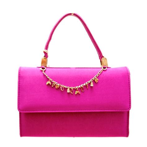 Emilio Pucci Fabric Runway Handbag With Chain Of Charms Fuchsia