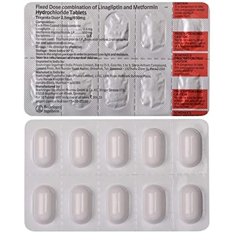 Metformin 1000mg Linagliptin 2 5mg Trajenta Duo 2 5 1000mg Tablet