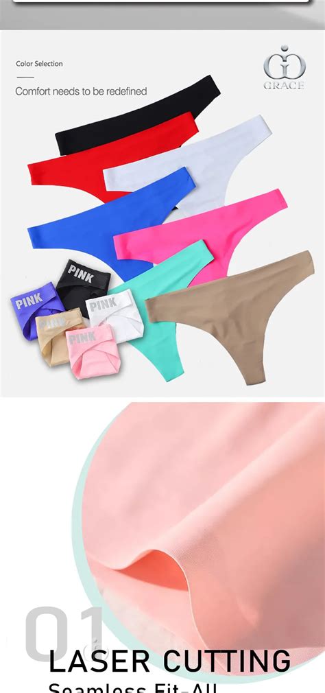 Grace Custom Logo Ice Silk Traceless Tangas No Show Private Label Bikini Custom Thongs Panties