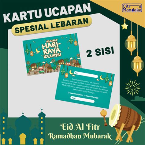 Jual Kartu Ucapan Idul Fitri Lebaran 2 Sisi Kartu Lebaran Thank You