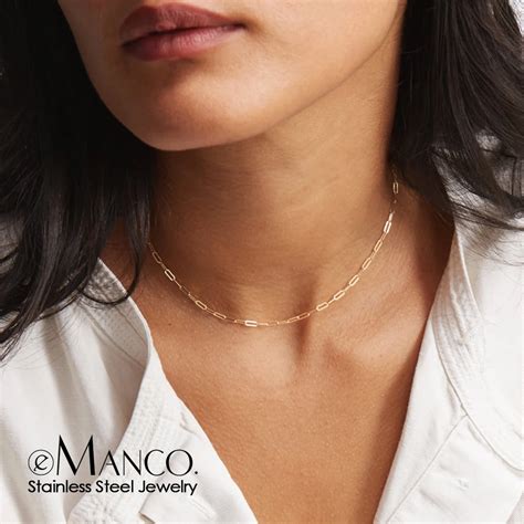 Emanco Collar De Cadena De Acero Inoxidable Dorado Para Mujer