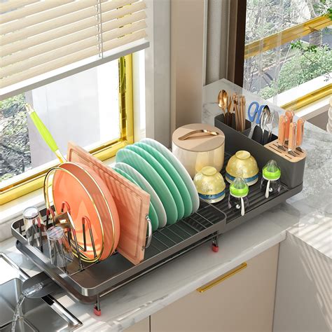 Buy Dish Drying Rack Expandable 19 3 26 Dish Rack With Drainboard