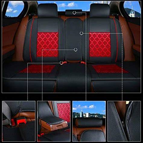 MAGQOO Universal PU Leather Car Seat Cover Full Set W Pillows 5 Seats