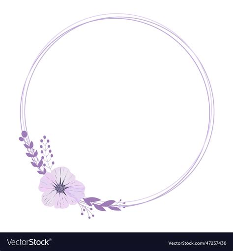 Purple round floral frame botanical template Vector Image