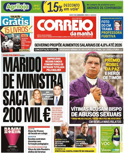 Capa Correio Da Manh Setembro Capasjornais Pt