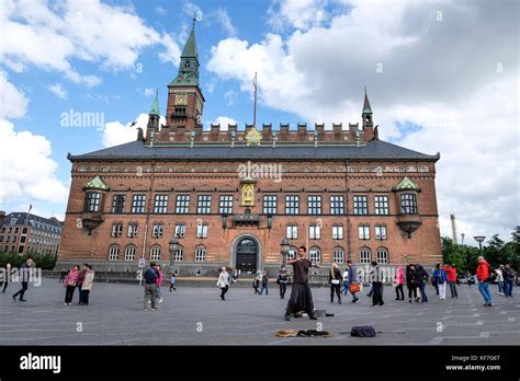 Denmark Copenhagen Stroget Pedestrian Street City Hall Stock Photo