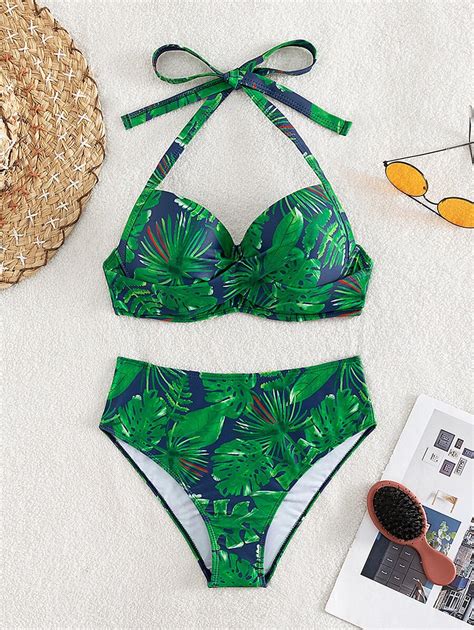 SHEIN Swim Vcay Tropisch Dames Bikini Sets Tie Terug Twist SHEIN Nederland