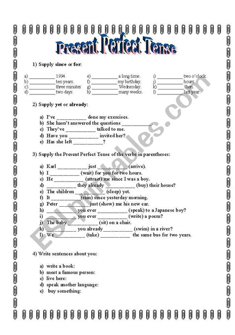 Present Perfect Tense Worksheet For Class Hot Sex Picture