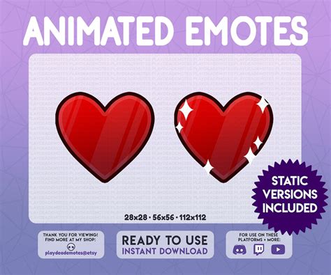 Animated Red Heart Emotes 2 Animated 2 Static Kawaii Animated Red