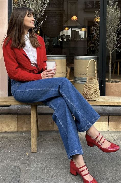 Red Heels Outfit Red Ballet Flats Outfit Mary Jane Outfit Red Mary