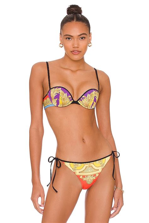 Versace Barocco Goddess Bikini Top In Dark Orchid Sun Revolve