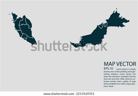 Malaysia Map High Detailed On White Stock Vector (Royalty Free ...