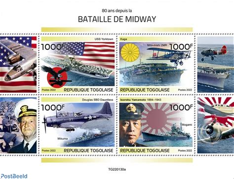 Briefmarke 2022 Togo 80 Years Since The Battle Of Midway 2022