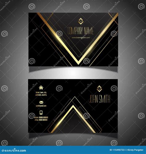 Elegant Gold And Black Business Card Design Stock Vector Illustration Of Website Geometric