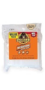 Gorilla Hot Glue Sticks Full Size Long X Diameter Count Clear Pack Of
