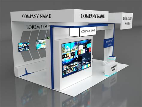 Booth Exhibition Stand Stall 6x9m Height 500 Cm 3 Side Open 3D Model