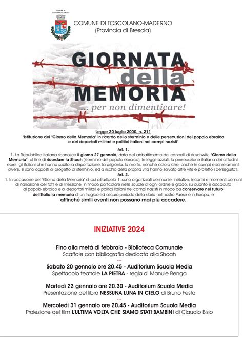 Giornata Della Memoria Comune Di Toscolano Maderno