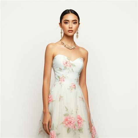Floral Pastel Gown With Nude Makeup Fanart