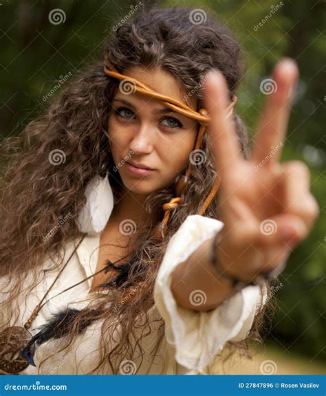 Beautiful Hippie Girl In The Park Stock Photo Image Of Attractive