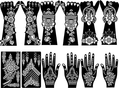 Qstohena 12 Sheets Large Henna Tattoo Stencils Kitreusable Self