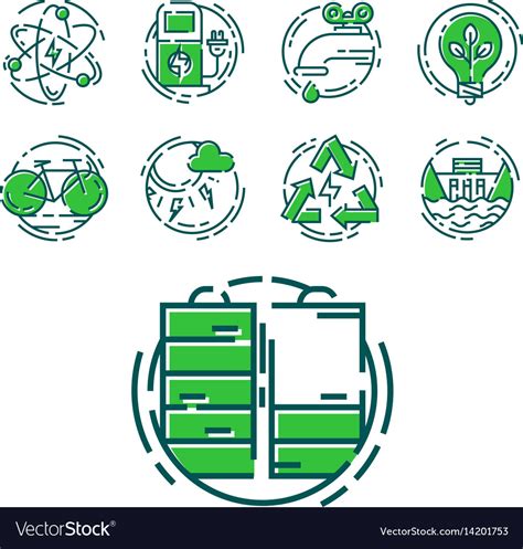 Green Ecology Energy Conservation Icons Royalty Free Vector