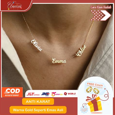 Jual Kalung Titanium Model 3 Nama Couple Anti Karat Shopee Indonesia