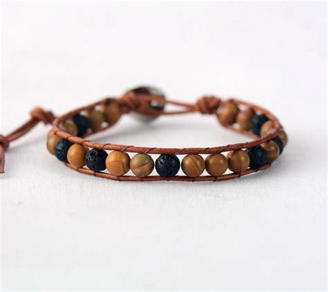 Lava Rock Bracelet 6mm Energy Natural Stones Leather Wrap Bracelets