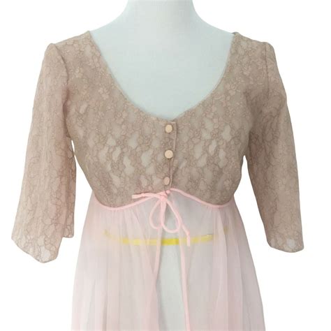 Vintage Lacy Sheer Chiffon Sexy Lingerie Bed Jacket S Gem