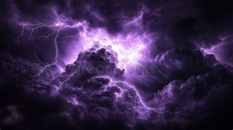 dramatic purple lightning storm cloudscape intense atmospheric weather