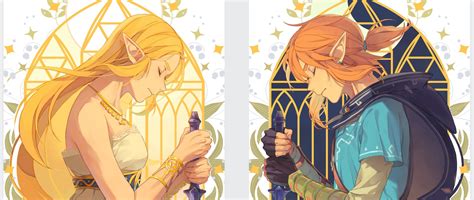 Safebooru Boy Girl Bare Shoulders Black Gloves Blonde Hair Blue Tunic Bracer Breasts Closed