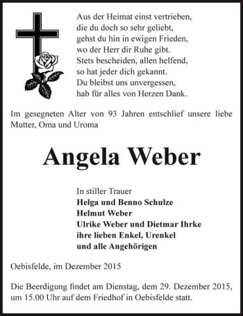 Traueranzeigen Von Angela Weber Abschied Nehmen De