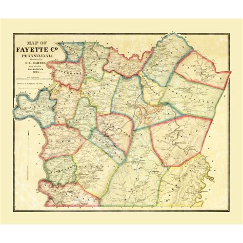 Historic County Map - Fayette County Pennsylvania - Barnes 1865 - 27.1