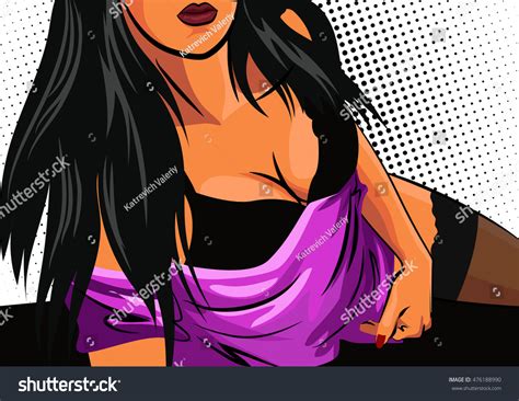Sexy Girl Black Lingerie Lying Vector Shutterstock